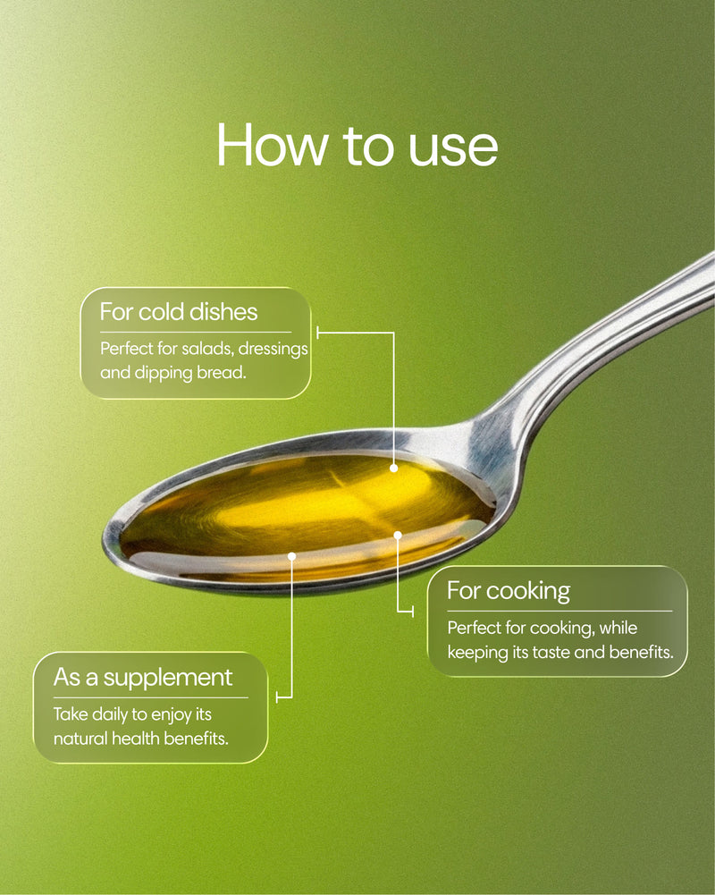 Small bottle of Clearly Extra Virgin Olive Oil showing pouring and drizzling, ideal for salads and cooking.